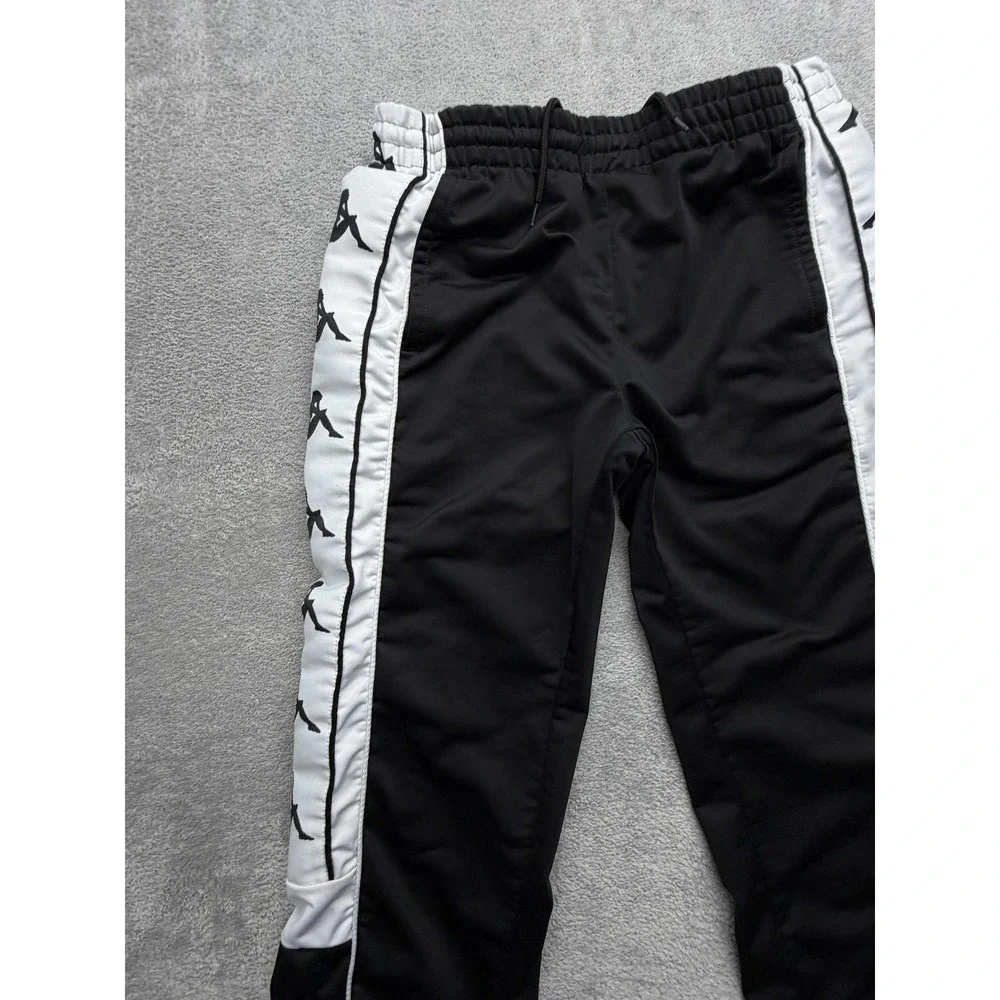 Kappa‎ Pants Mens S Black Track Pants Slim Tapered Side Stripe Tear Away